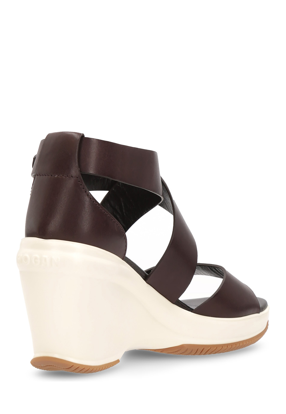 Sandalo con zeppa Hogan da donna marrone scuro HXW1460A360AOFS807