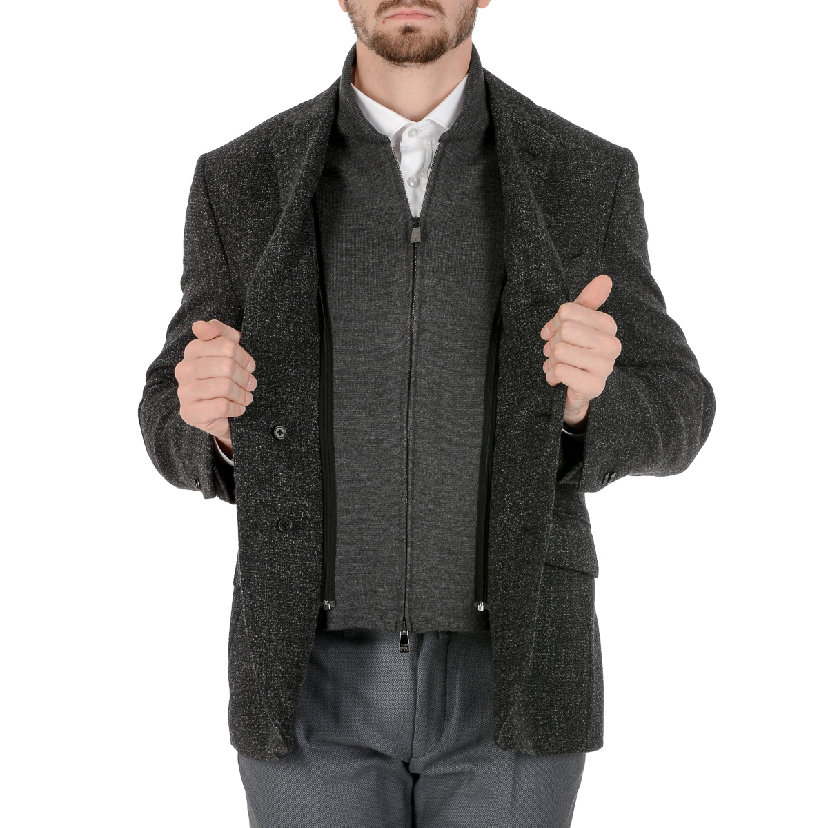 Corneliani Giacca Uomo Maniche Lunghe Grigio Scuro