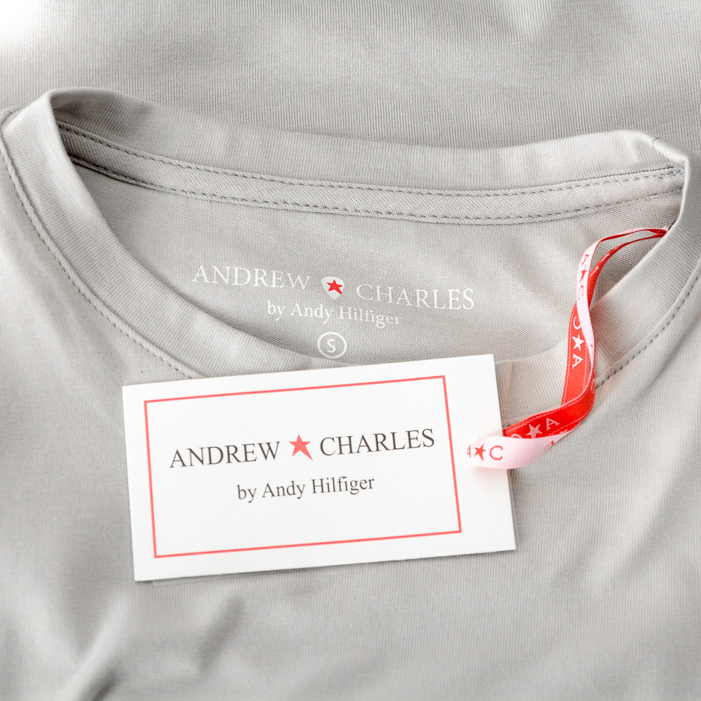 Andrew Charles T-shirt da donna a maniche corte con scollo rotondo, grigia TARANA