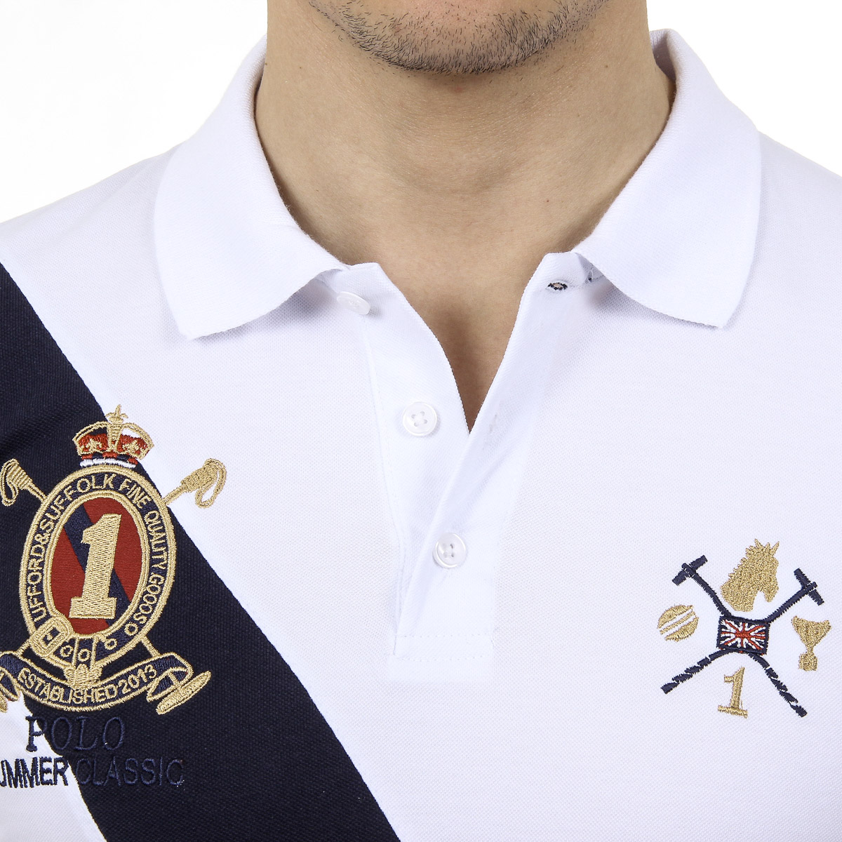 Polo da uomo a maniche corte Ufford & Suffolk Polo Club US004 BIANCO