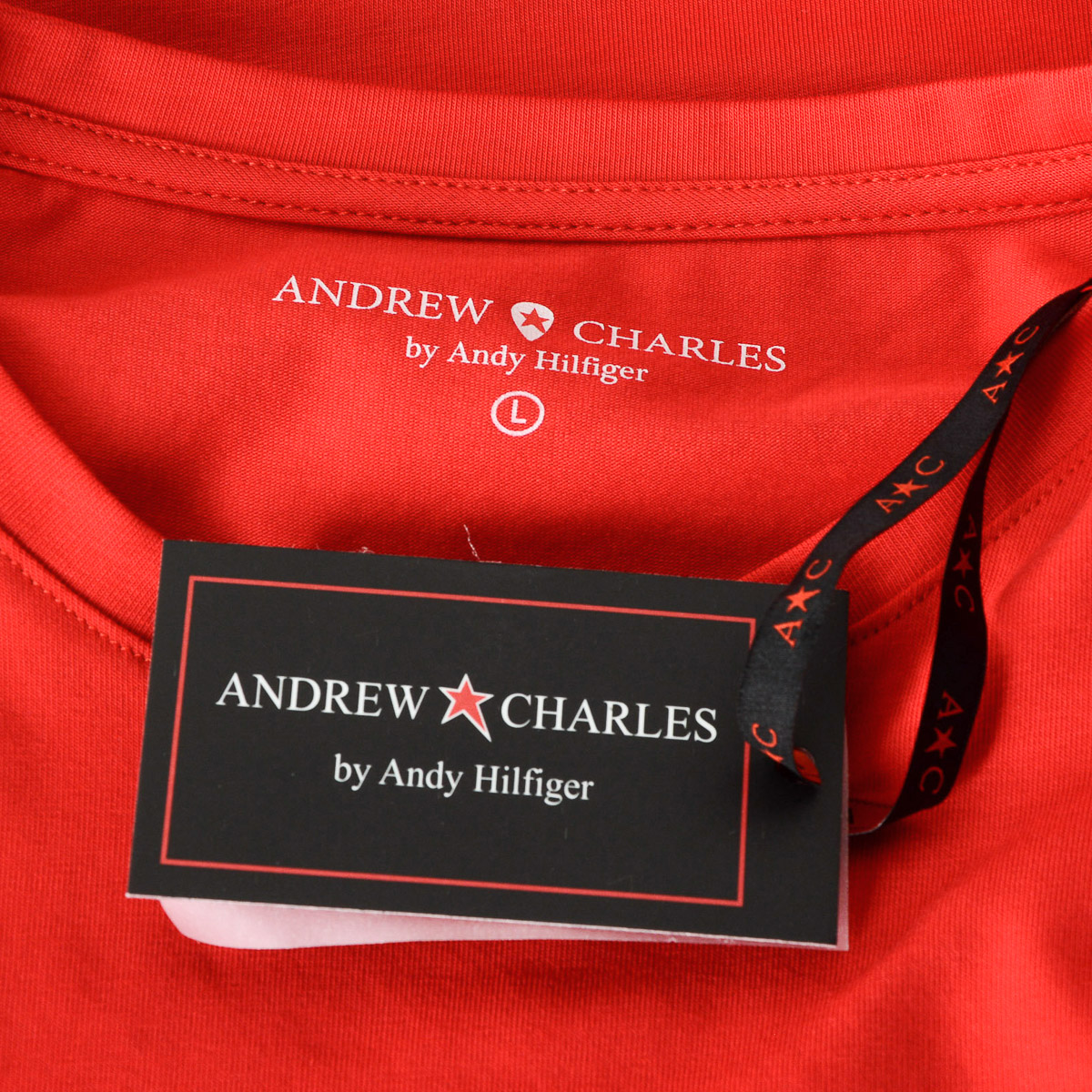 Andrew Charles Maglietta da uomo a maniche corte con scollo rotondo, rossa KEITA