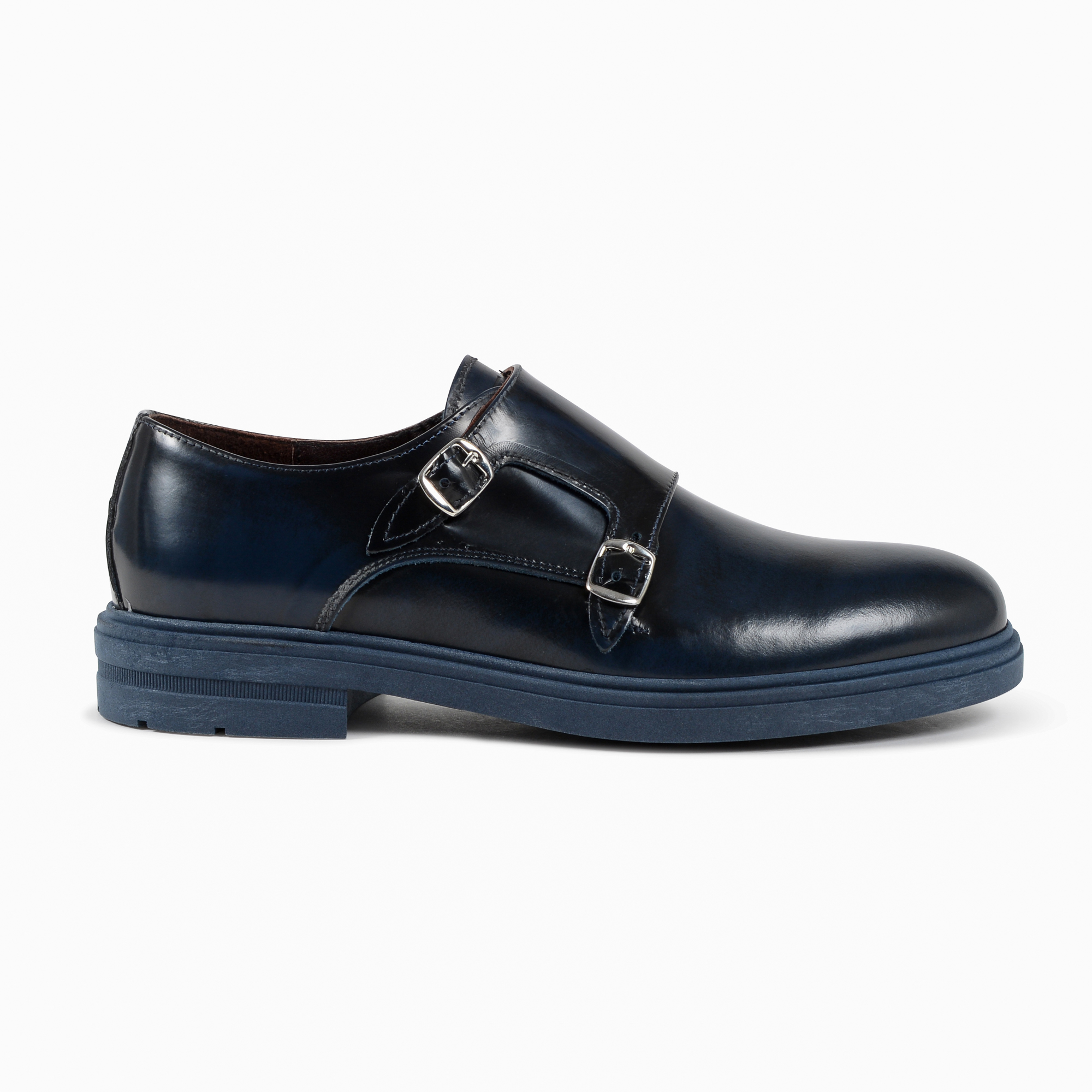 19V69 Italia Mens Double Buckle Shoe Blue 1210 P ABRASIVATO BLUE