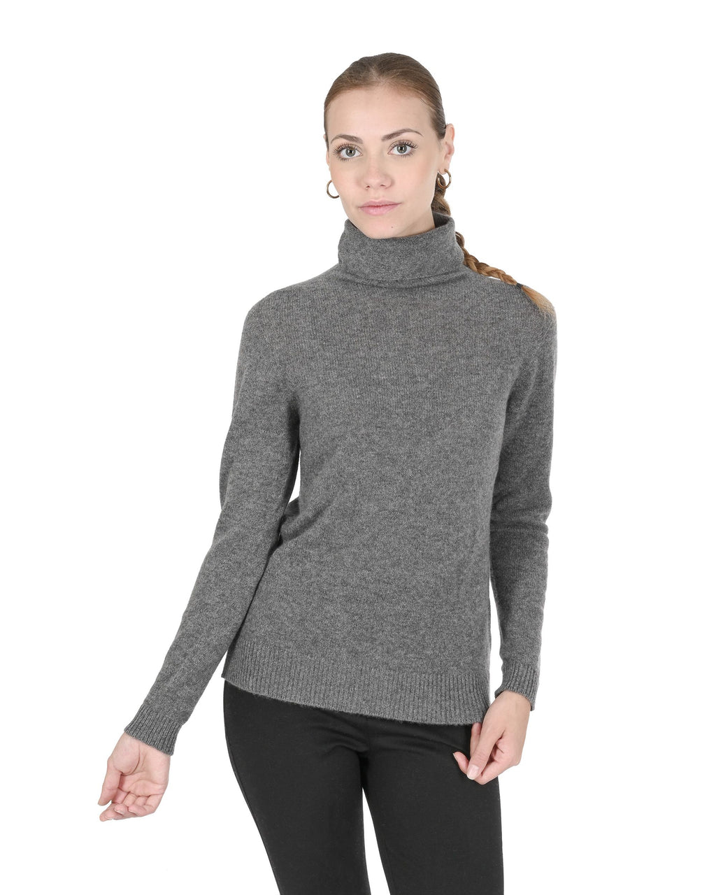 Maglione dolcevita da donna in cashmere Crown of Edinburgh COE 0021 SMOG