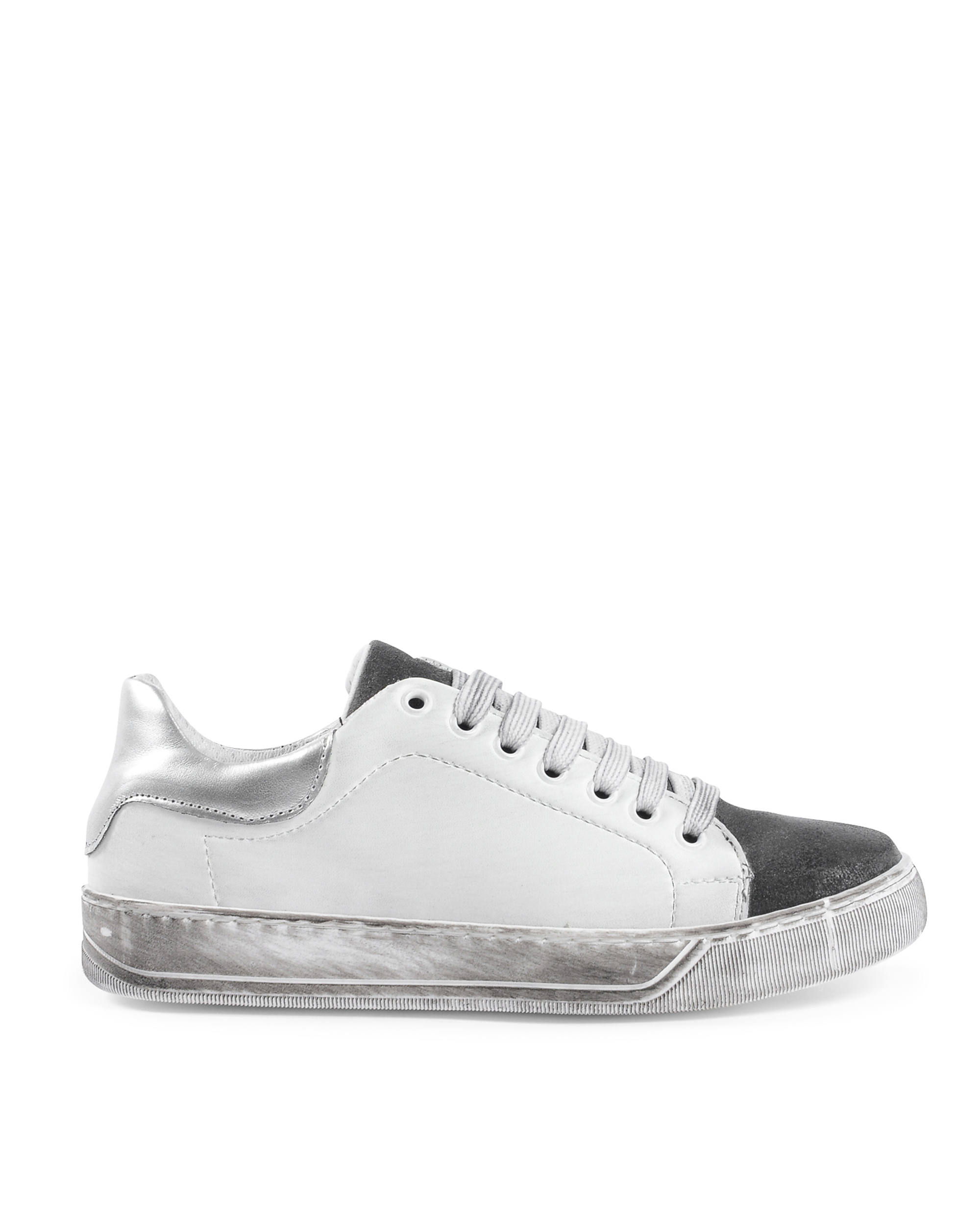 Sneaker Donna 19V69 Italia Bianco Grigio 718 PELLE BIANCO CAM GRIGIO