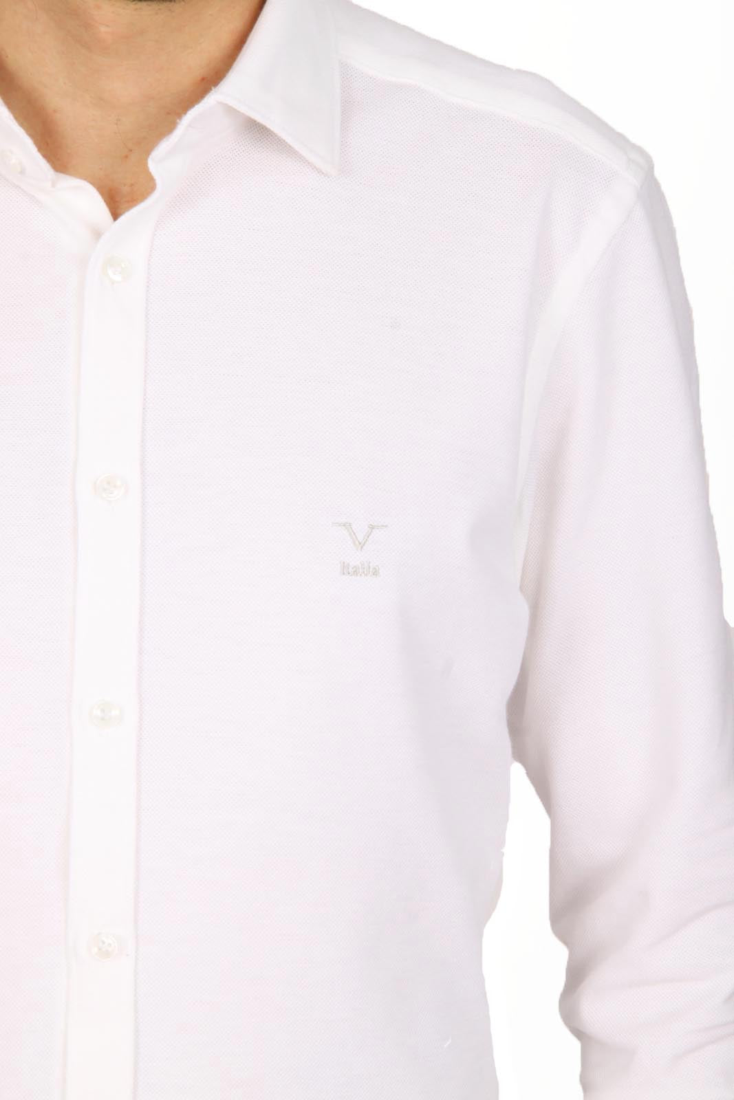 V 1969 Italia camicia da uomo a maniche lunghe Paris Piquet Bianco