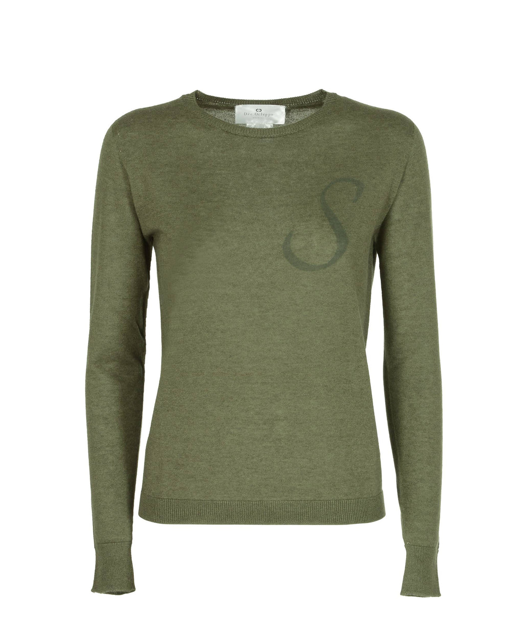 Maglia girocollo in cashmere estivo - Manica lunga - Verde