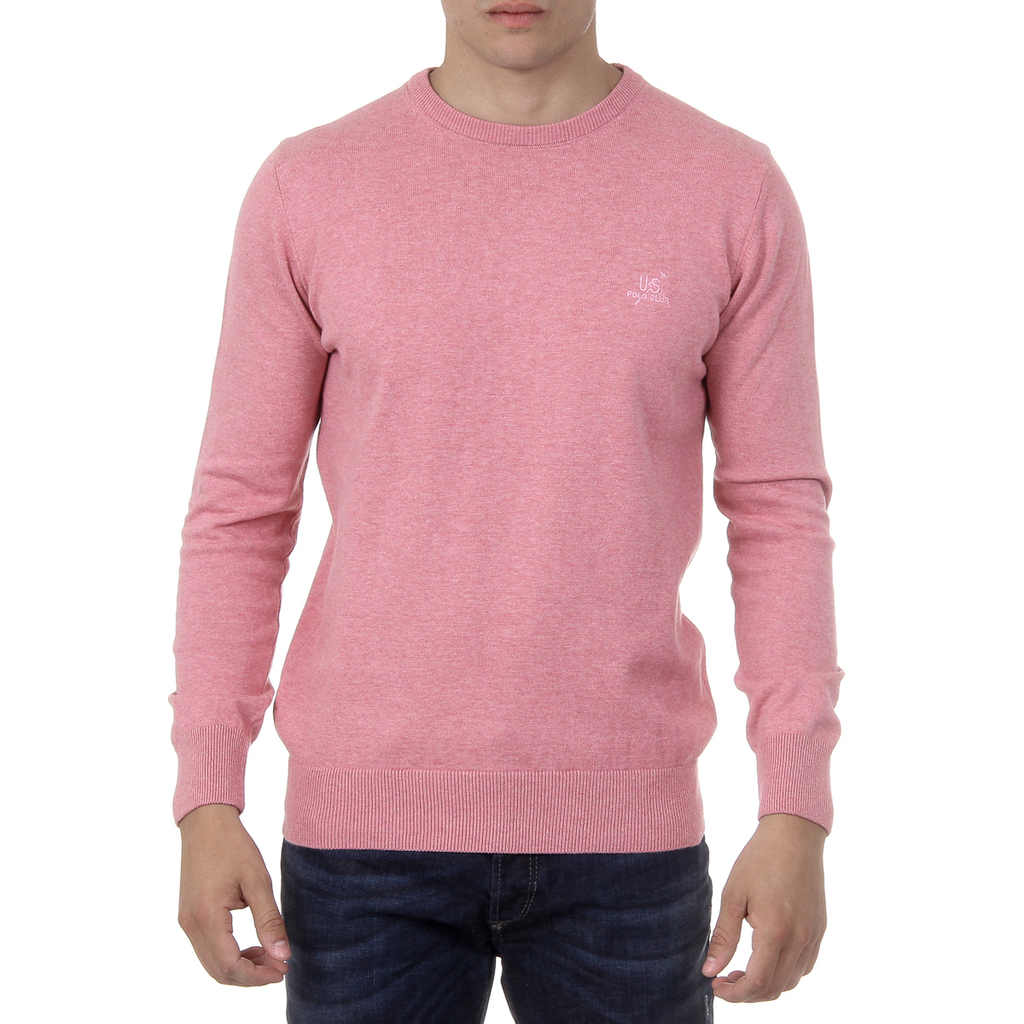 Maglione da uomo Ufford & Suffolk Polo Club a maniche lunghe con scollo rotondo PULLRUS100 ROSA