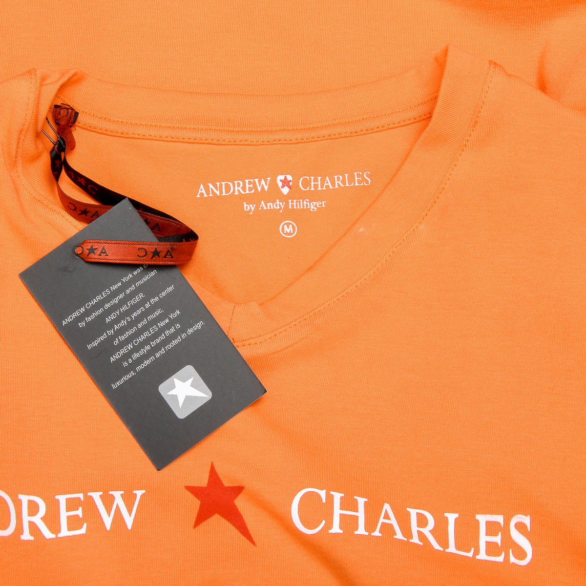 Andrew Charles Maglietta da uomo a maniche corte con scollo a V arancione KENAN