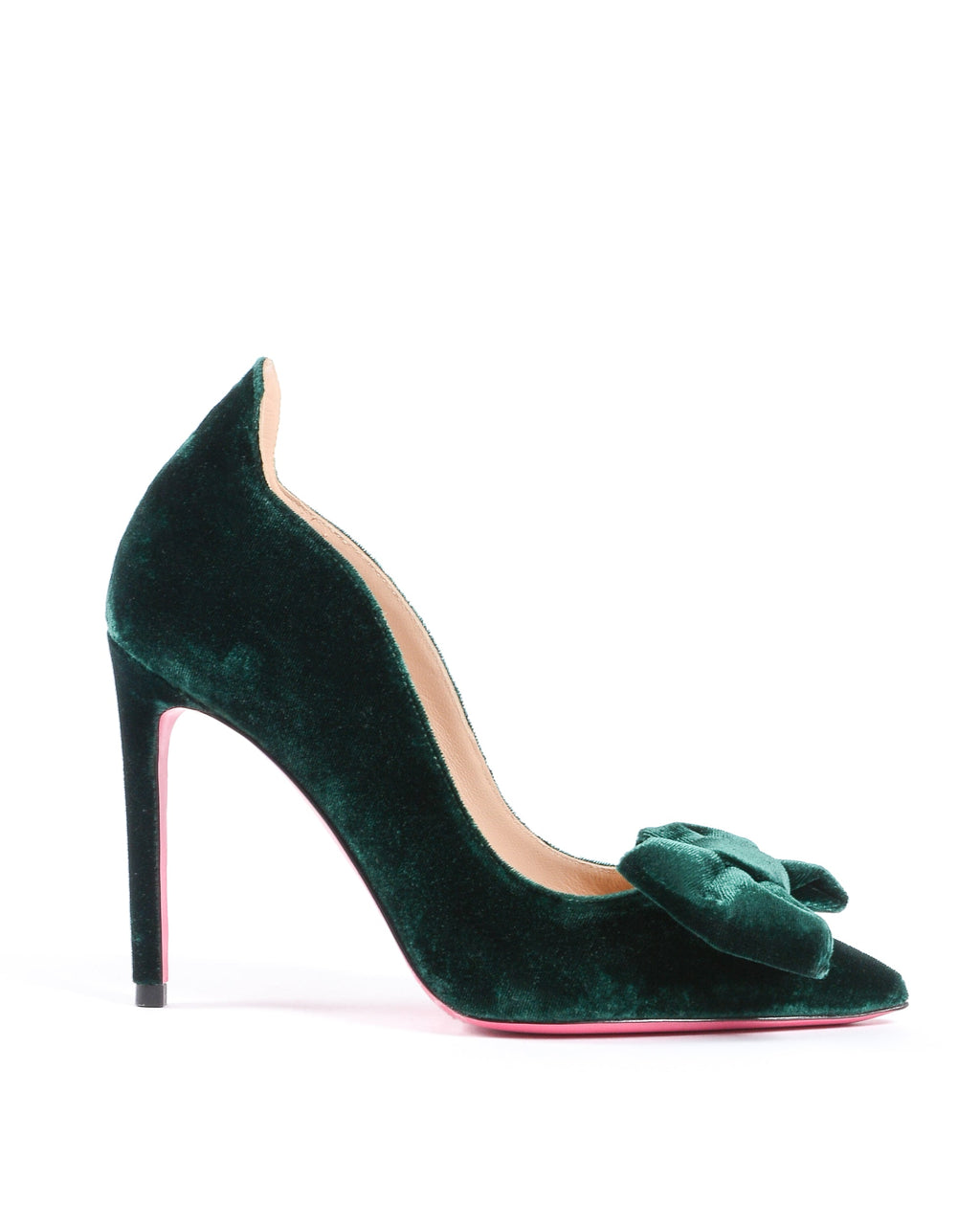 Décolleté con fiocco in velluto da donna - Verde
