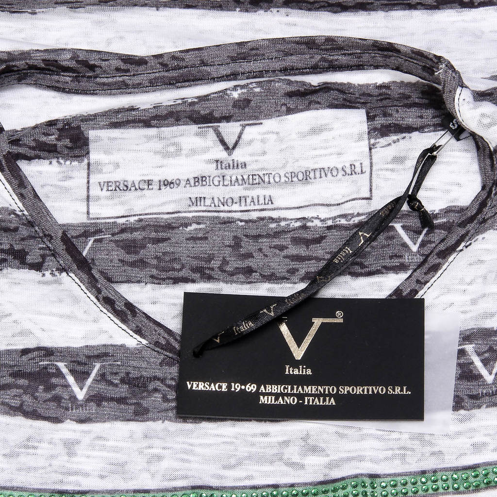V 1969 Italia T-shirt da donna a maniche corte con scollo rotondo multicolore CHARLOTTE