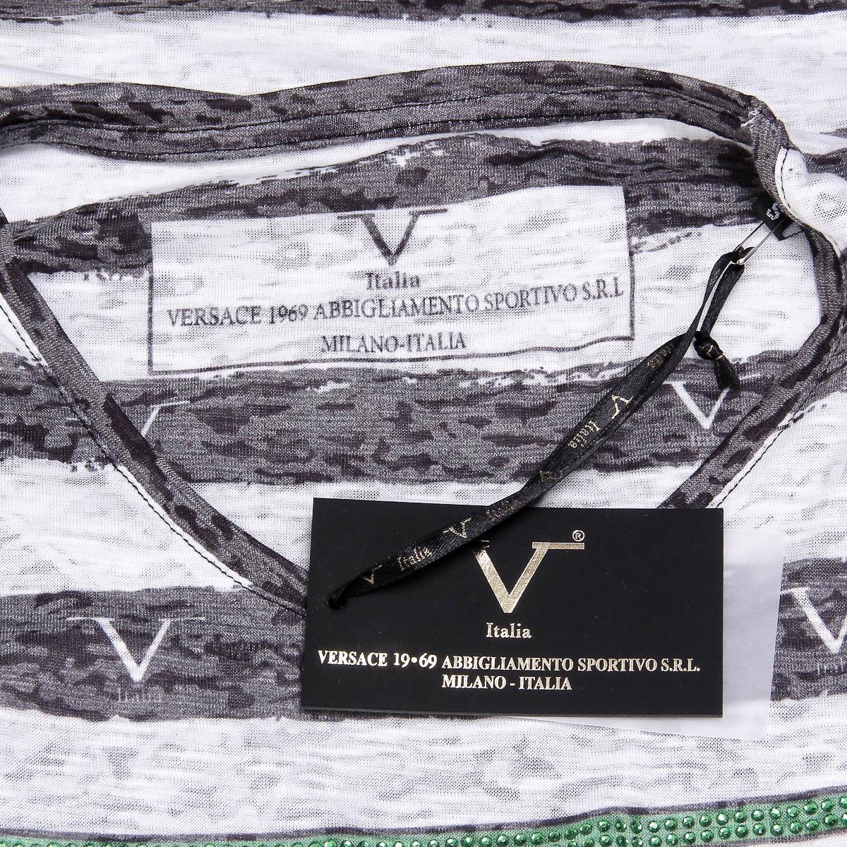 V 1969 Italia T-shirt da donna a maniche corte con scollo rotondo multicolore CHARLOTTE
