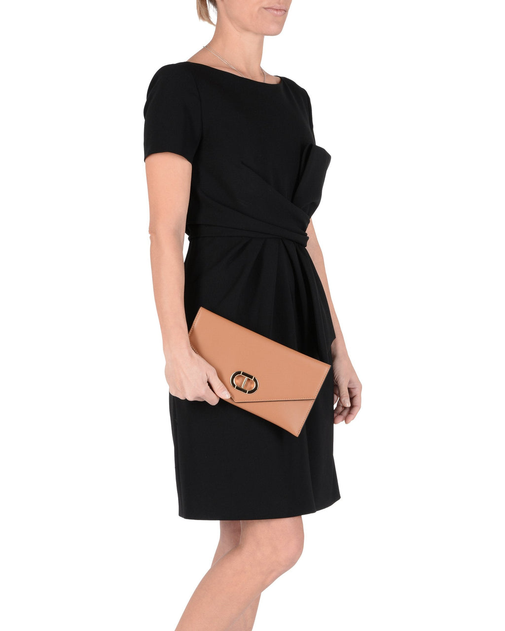Pochette in pelle a busta - Marrone chiaro