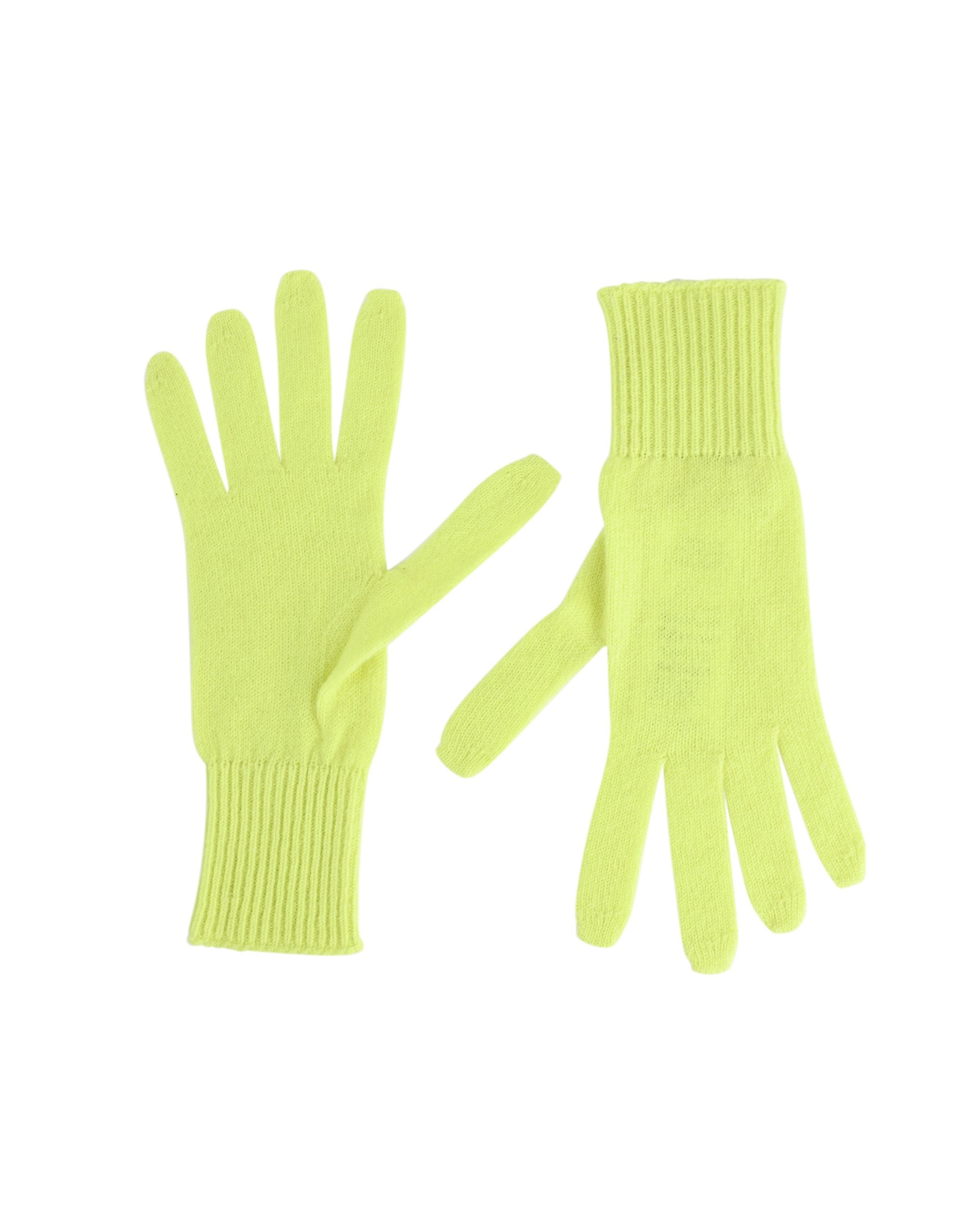Guanti corti da donna in cashmere Crown of Edinburgh COE 001 GIALLO NEON