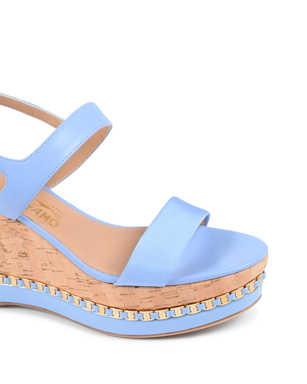 Sandalo con zeppa da donna Salvatore Ferragamo Azzurro MOLLIE