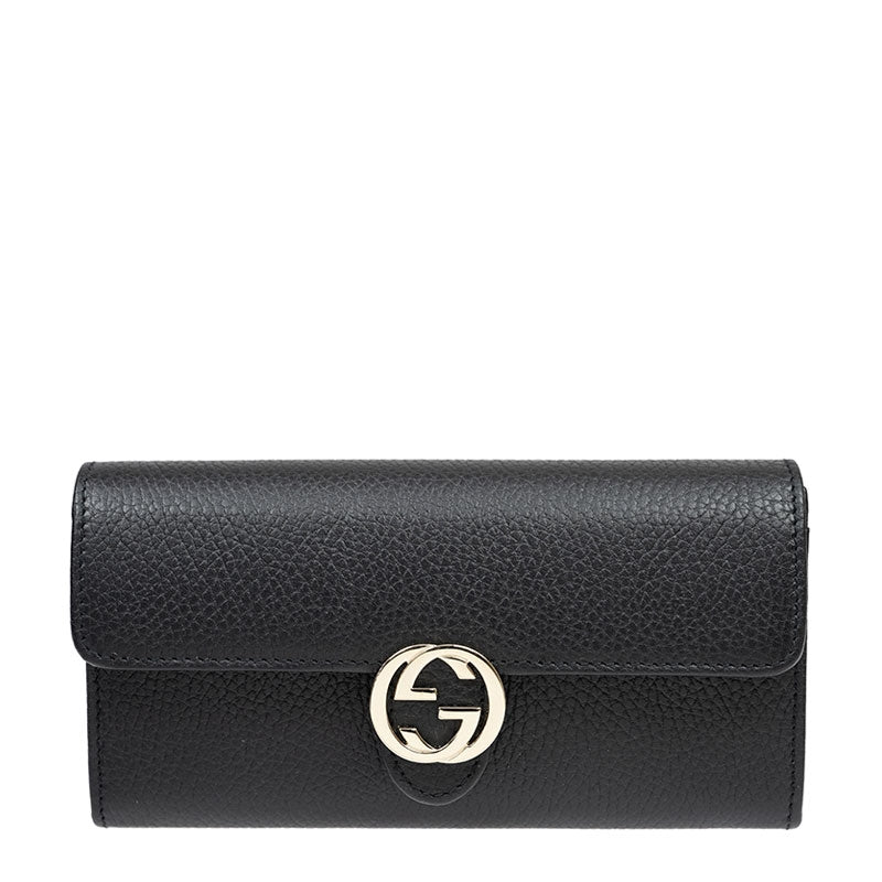 Portafoglio Gucci in pelle Interlocking nero