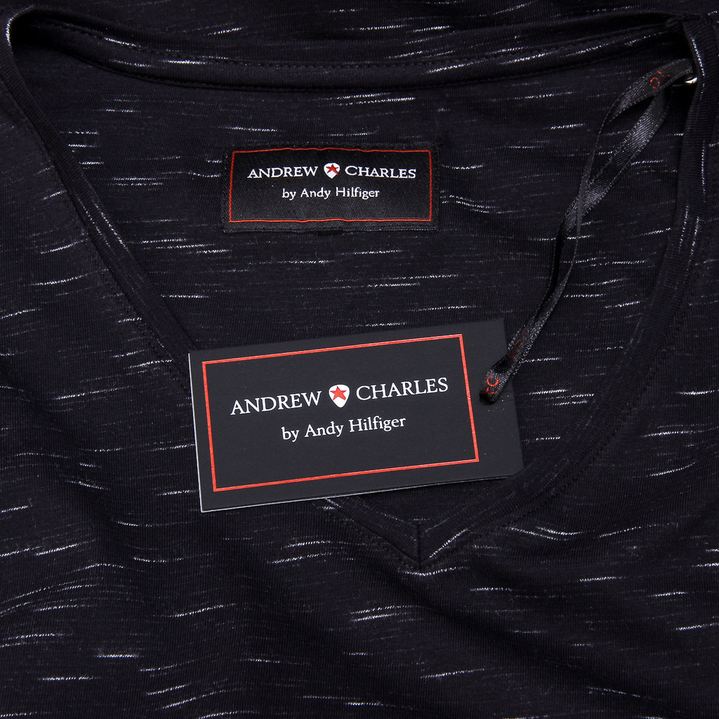 Andrew Charles Maglietta da uomo a maniche corte con scollo a V, nera AARON
