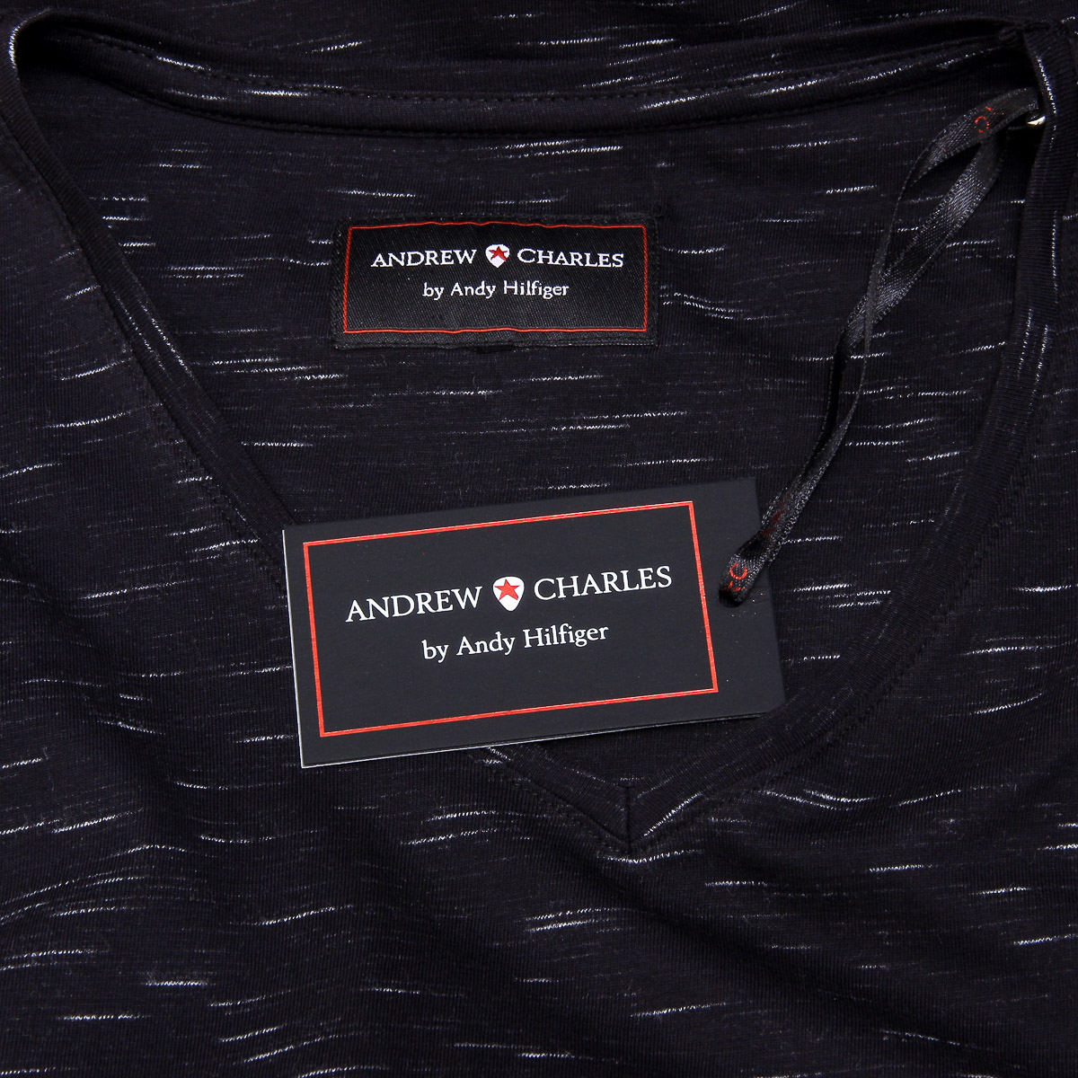 Andrew Charles Maglietta da uomo a maniche corte con scollo a V, nera AARON