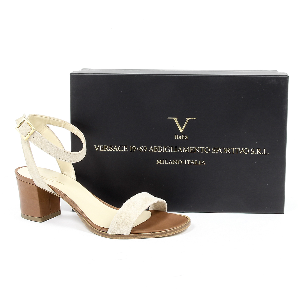 V 1969 Italia Sandalo con cinturino alla caviglia da donna Beige ANNA