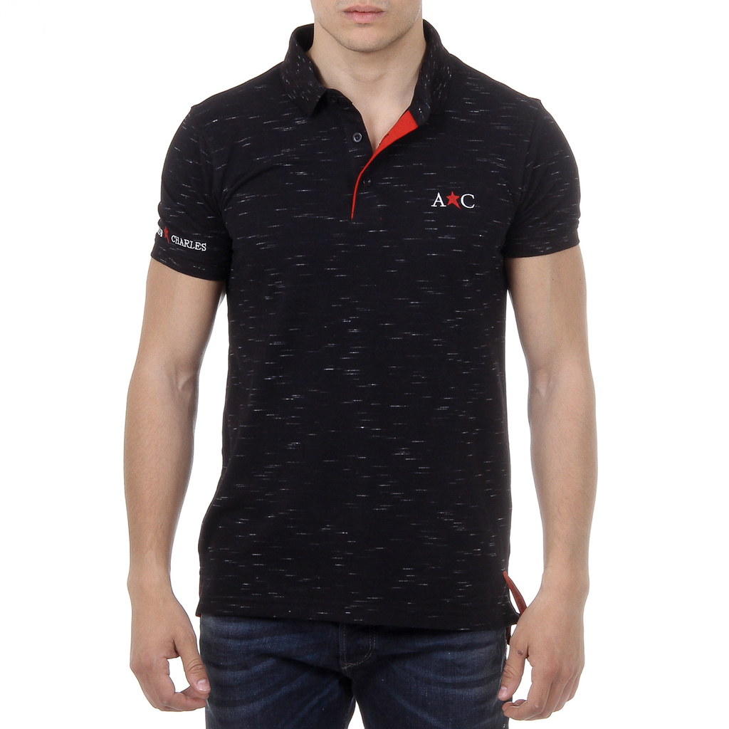 Andrew Charles Polo da uomo a maniche corte nera RYAN