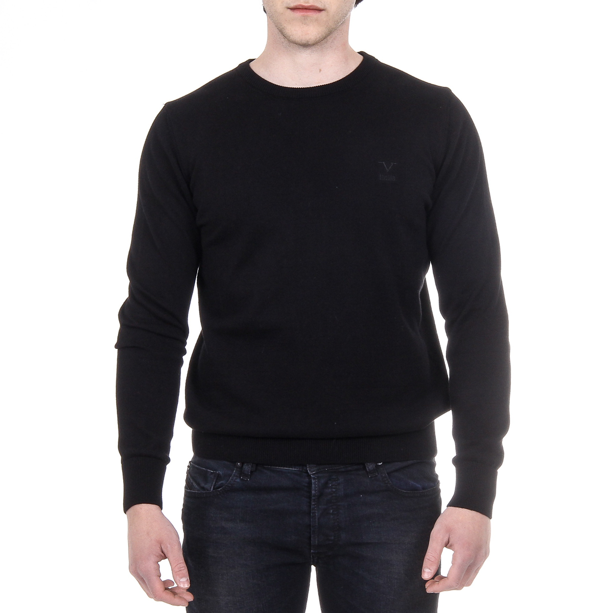 V 1969 Italia Maglione da uomo a maniche lunghe con scollo tondo