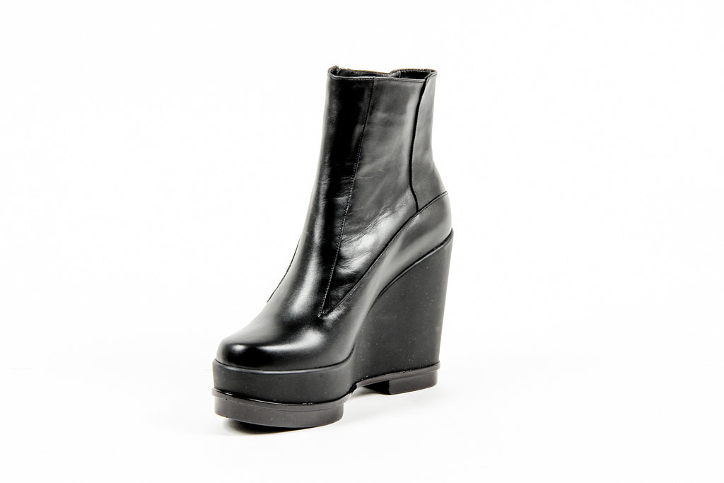 Stivaletto con zeppa da donna Robert Clergerie Paris SENCIO VEAU LISSE NOIR DBL POUDRE
