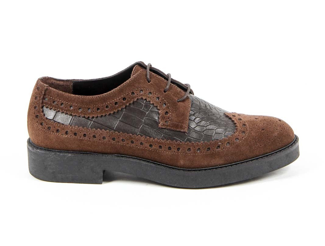 V 1969 Italia Scarpa Brogue Donna B1670 VELOUR COCCO T. MORO