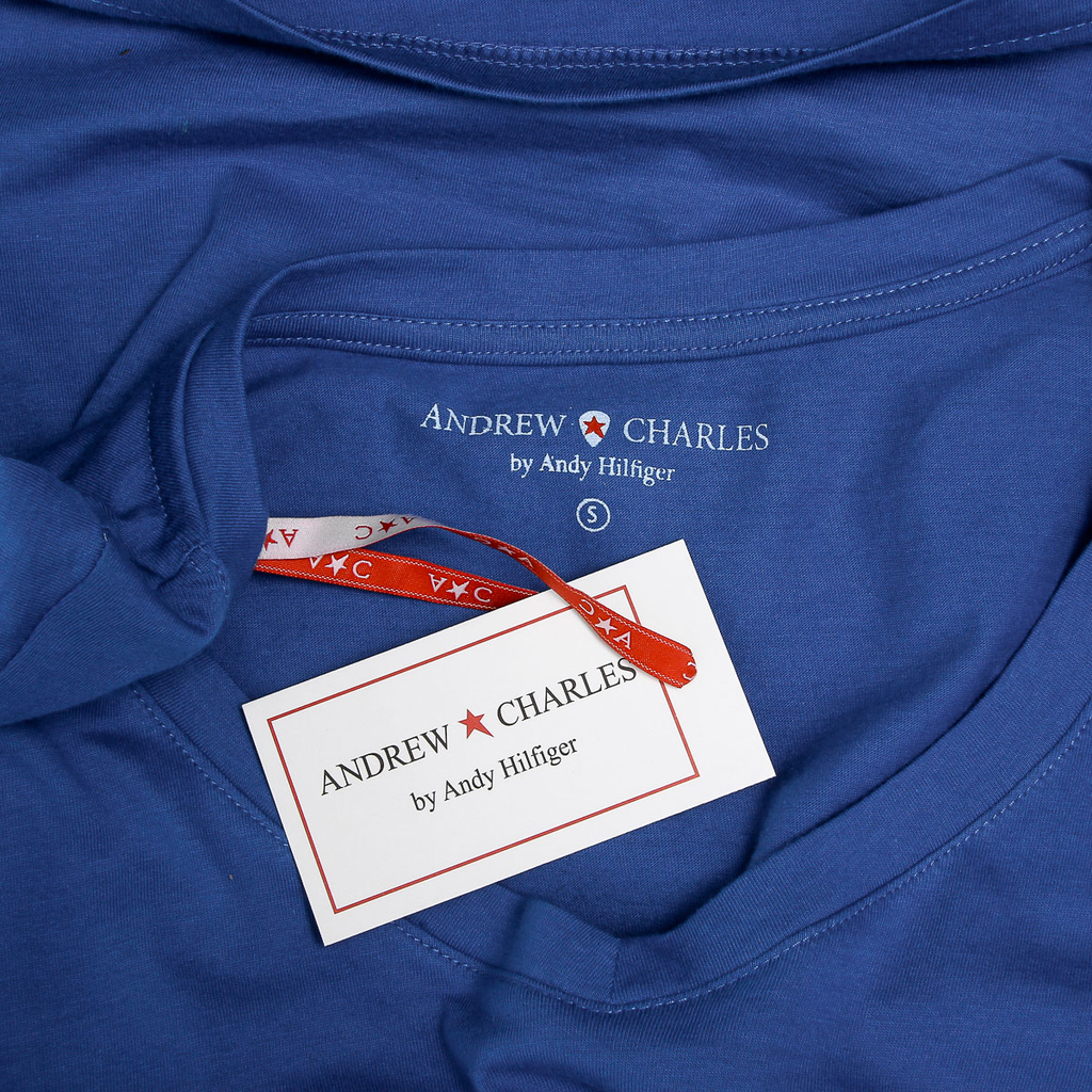 Andrew Charles T-shirt da donna a maniche corte con scollo a V blu TAPIWA