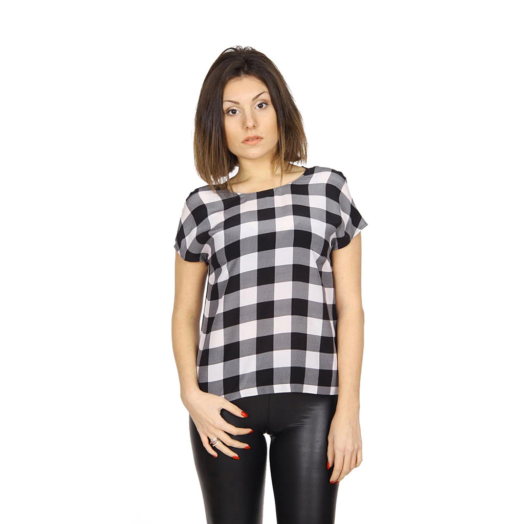 Top in crepe di seta con stampa vichy da donna Dolce & Gabbana F7N04T FS14E X0800.