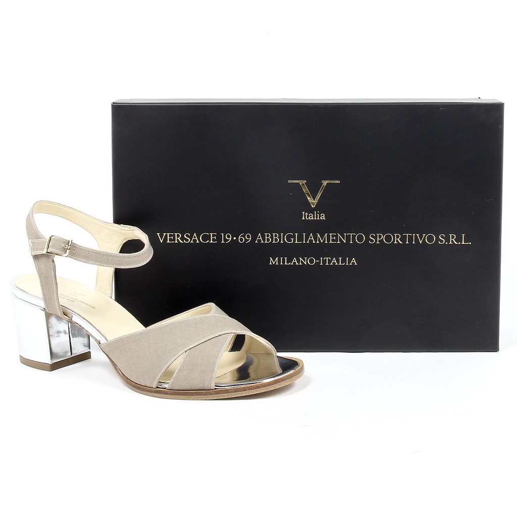 V 1969 Italia Sandalo con cinturino alla caviglia da donna Beige VERA