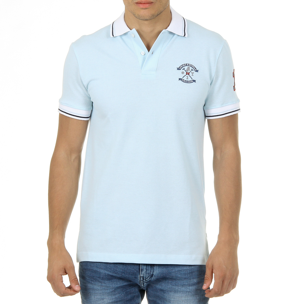 Polo da uomo a maniche corte Ufford & Suffolk Polo Club, colore azzurro, per bambini