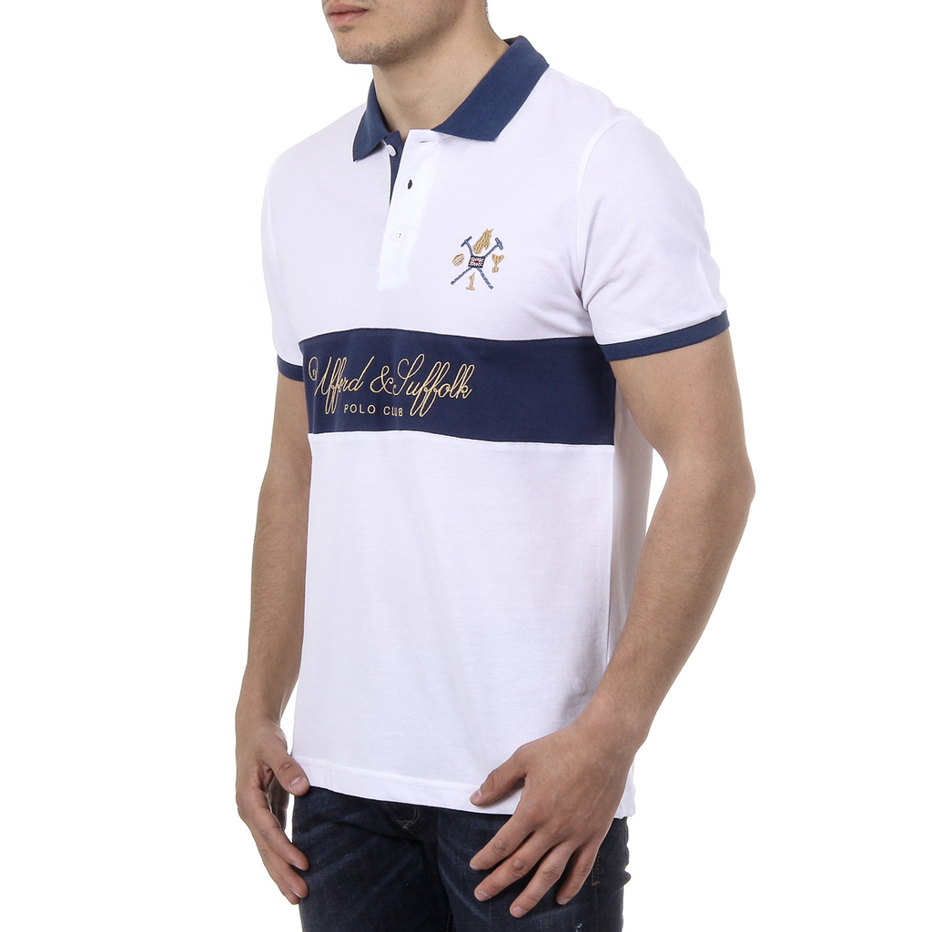 Polo da uomo a maniche corte Ufford & Suffolk Polo Club US002 BIANCO