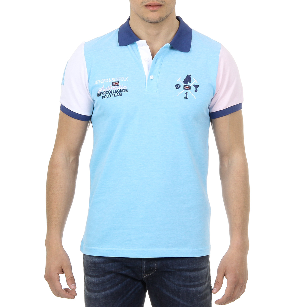 Polo da uomo a maniche corte Ufford & Suffolk Polo Club US009 TURCHESE