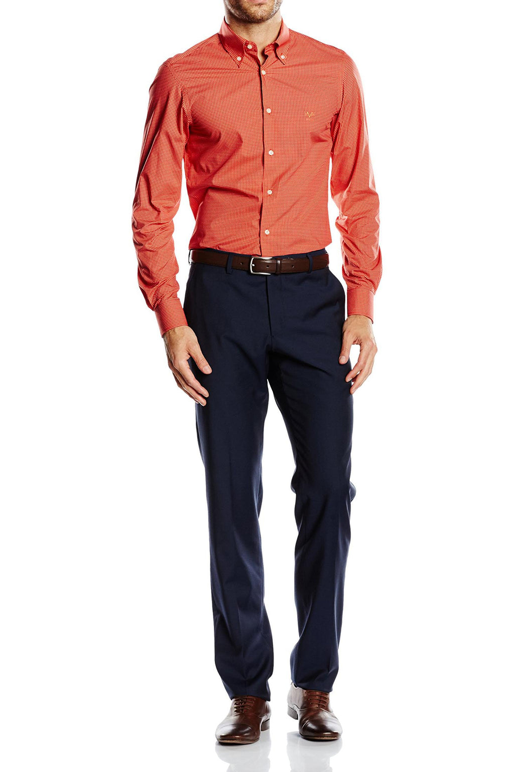 Camicia da uomo slim fit con bottoni e collo alto V 1969 Italia SBD63