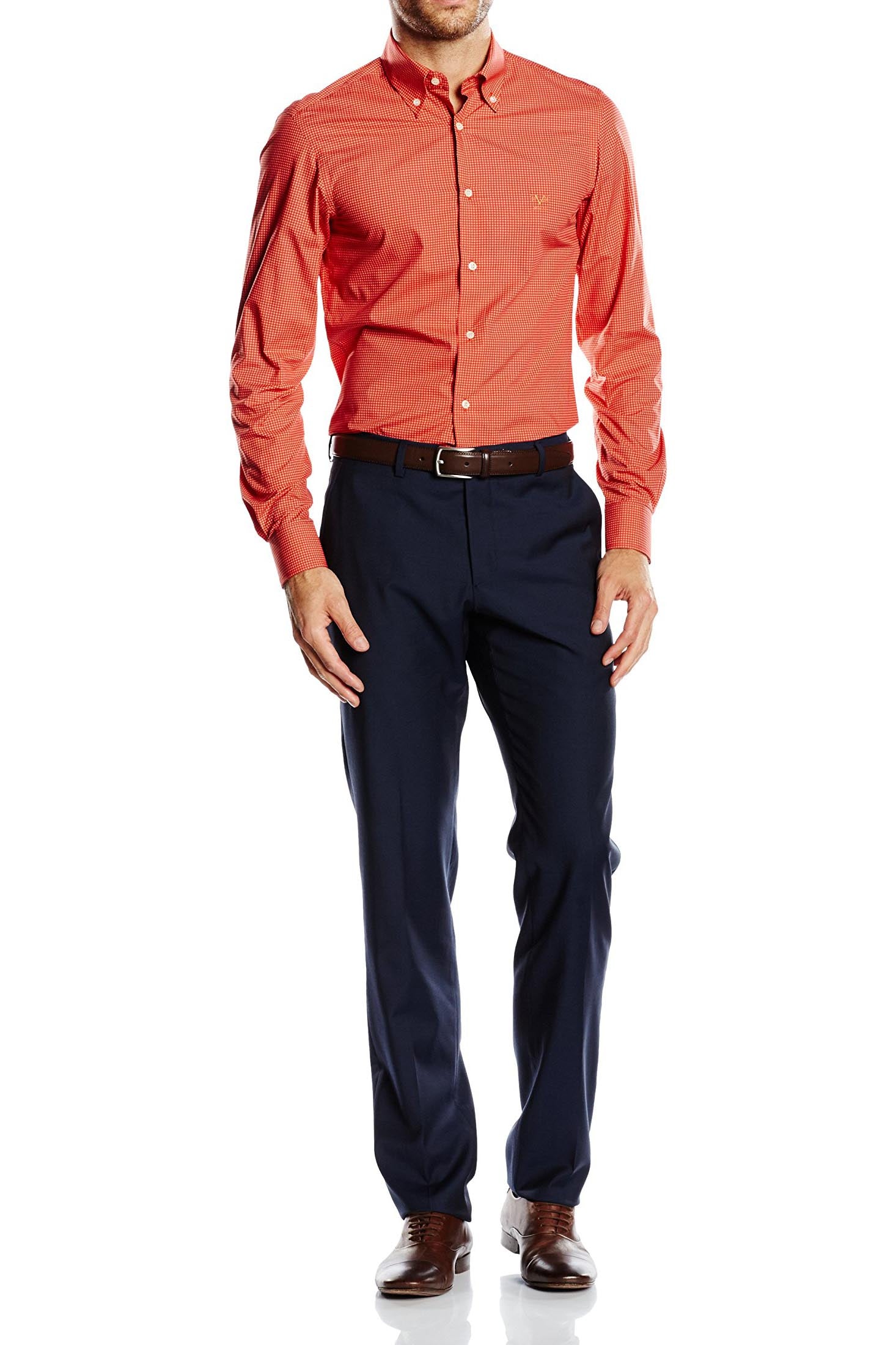 Camicia da uomo slim fit con bottoni e collo alto V 1969 Italia SBD63