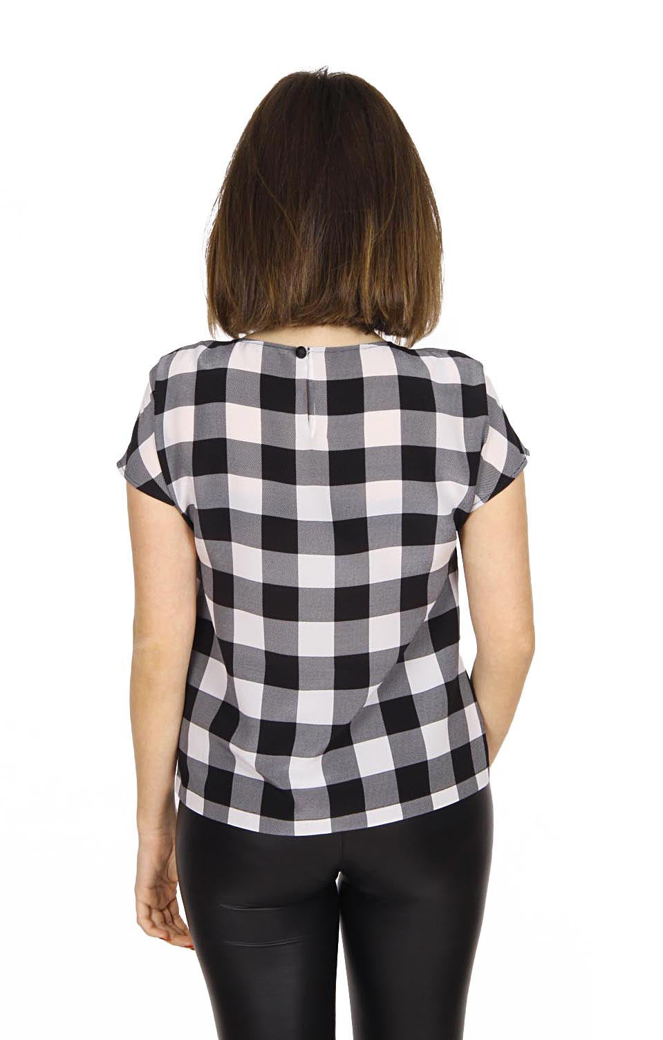 Top in crepe di seta con stampa vichy da donna Dolce & Gabbana F7N04T FS14E X0800.