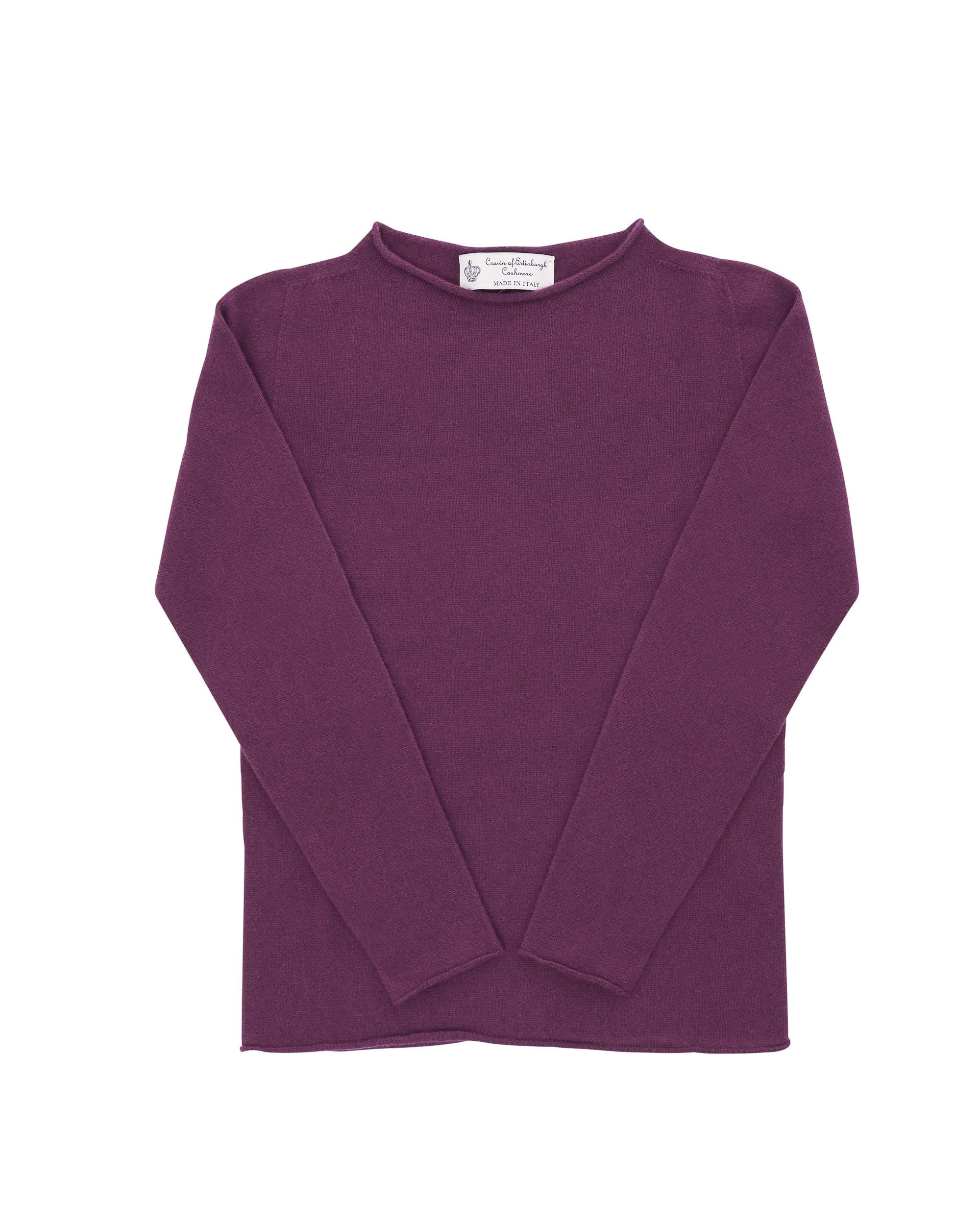 Maglione da donna in cashmere con scollo a barca Crown of Edinburgh COE 0025 VIOLA