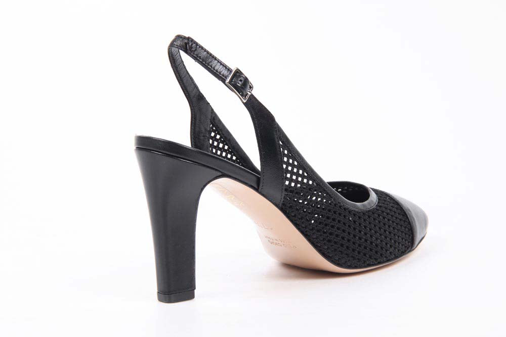 Décolleté Slingback da Donna V 1969 Italia 5512 LAU85 TES RETE NEW RODI NERO