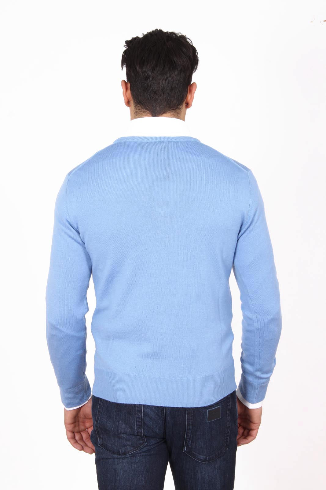 Maglione uomo scollo a V V 1969 Italia 9801 SCOLLO V AZZURRO