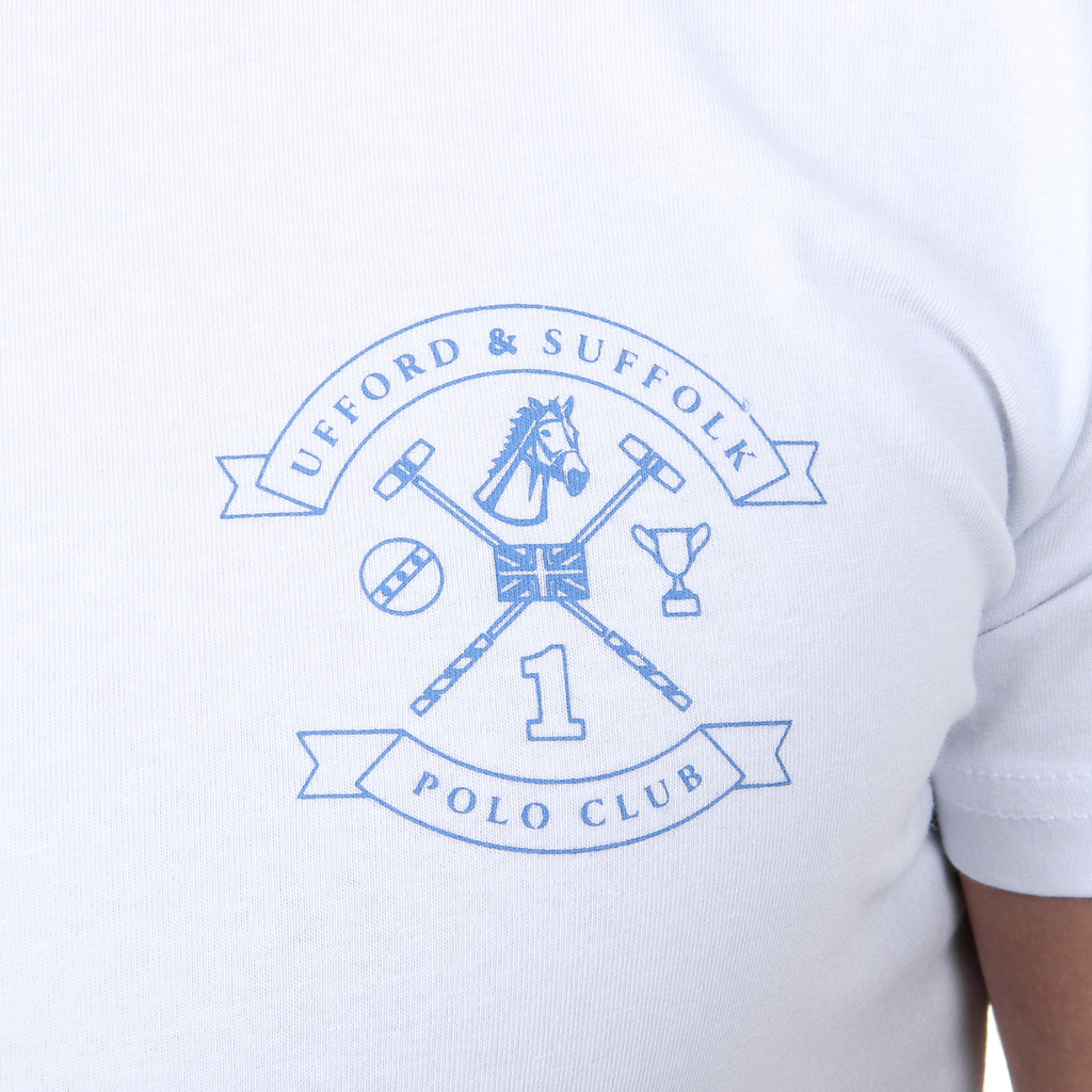 T-shirt da uomo Ufford & Suffolk Polo Club a maniche corte con scollo rotondo US028 BIANCO