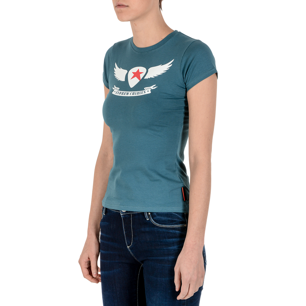 Andrew Charles T-shirt da donna a maniche corte con scollo rotondo verde TARANA