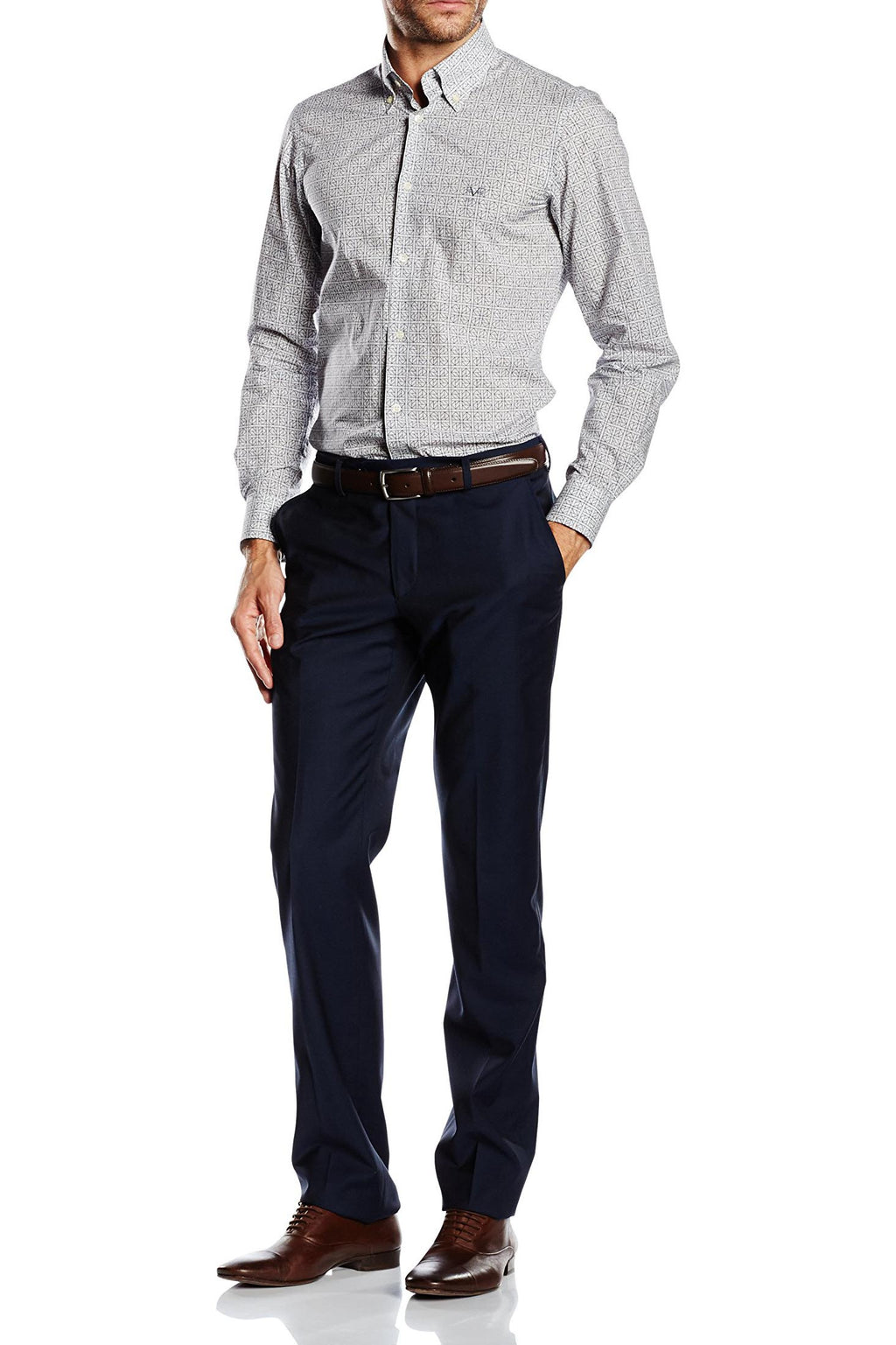 Camicia da uomo slim fit con bottoni e collo alto V 1969 Italia SBD09
