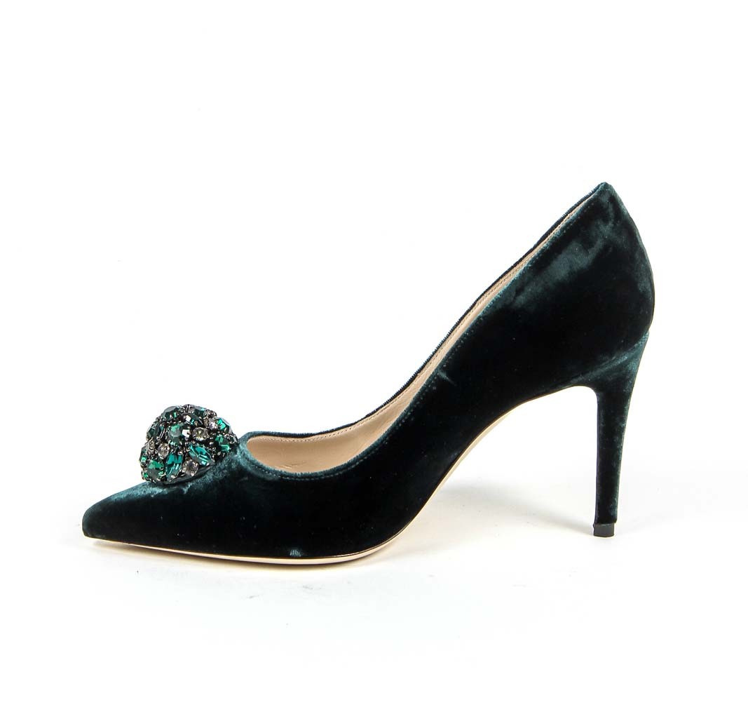 Décolleté da donna V 1969 Italia 3104104 VELLUTO VERDE