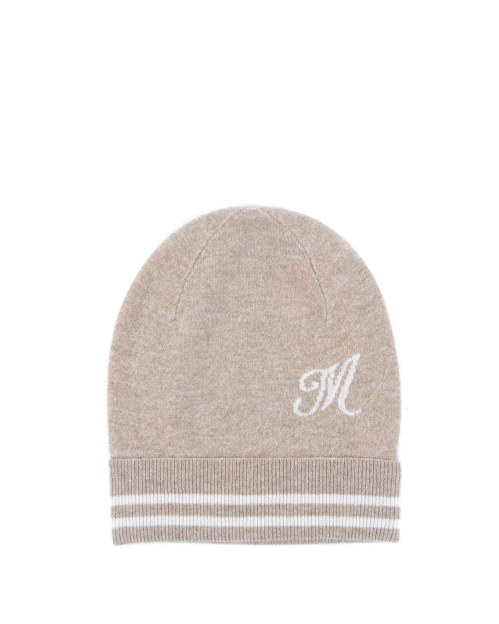 Berretto in cashmere con monogramma - Cammello