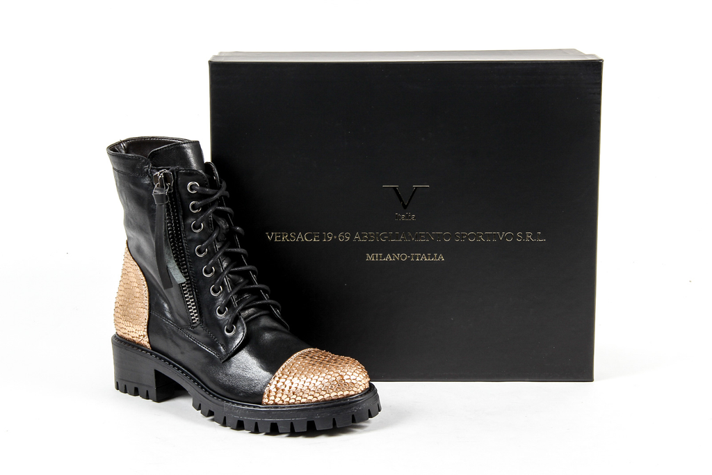 V 1969 Italia Stivaletto corto da donna Nero PIETRA