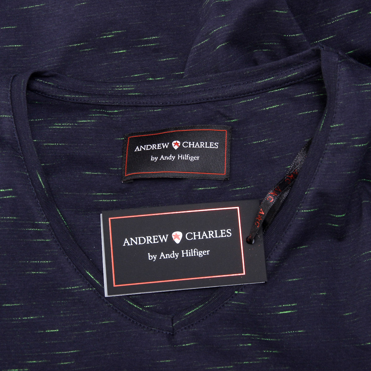 Andrew Charles T-shirt da uomo a maniche corte con scollo a V blu scuro CONNOR