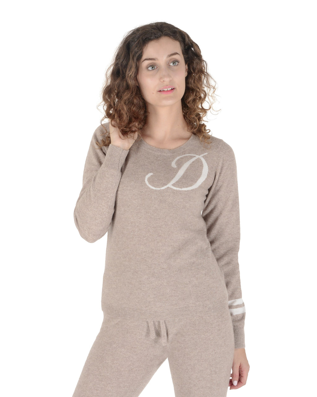 Maglione girocollo in cashmere - Cammello