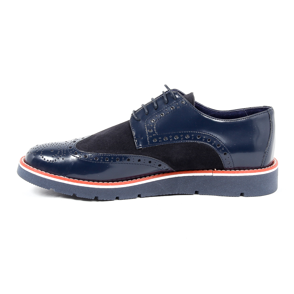 Scarpe Oxford brogue da uomo Andrew Charles 914 ABRASIVATO CAMOSCIO BLEU