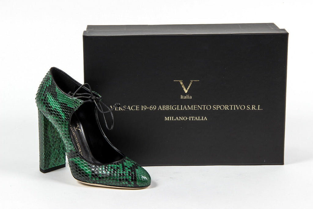 Décolleté con lacci da donna V 1969 Italia 3111302 PITONE VERDE