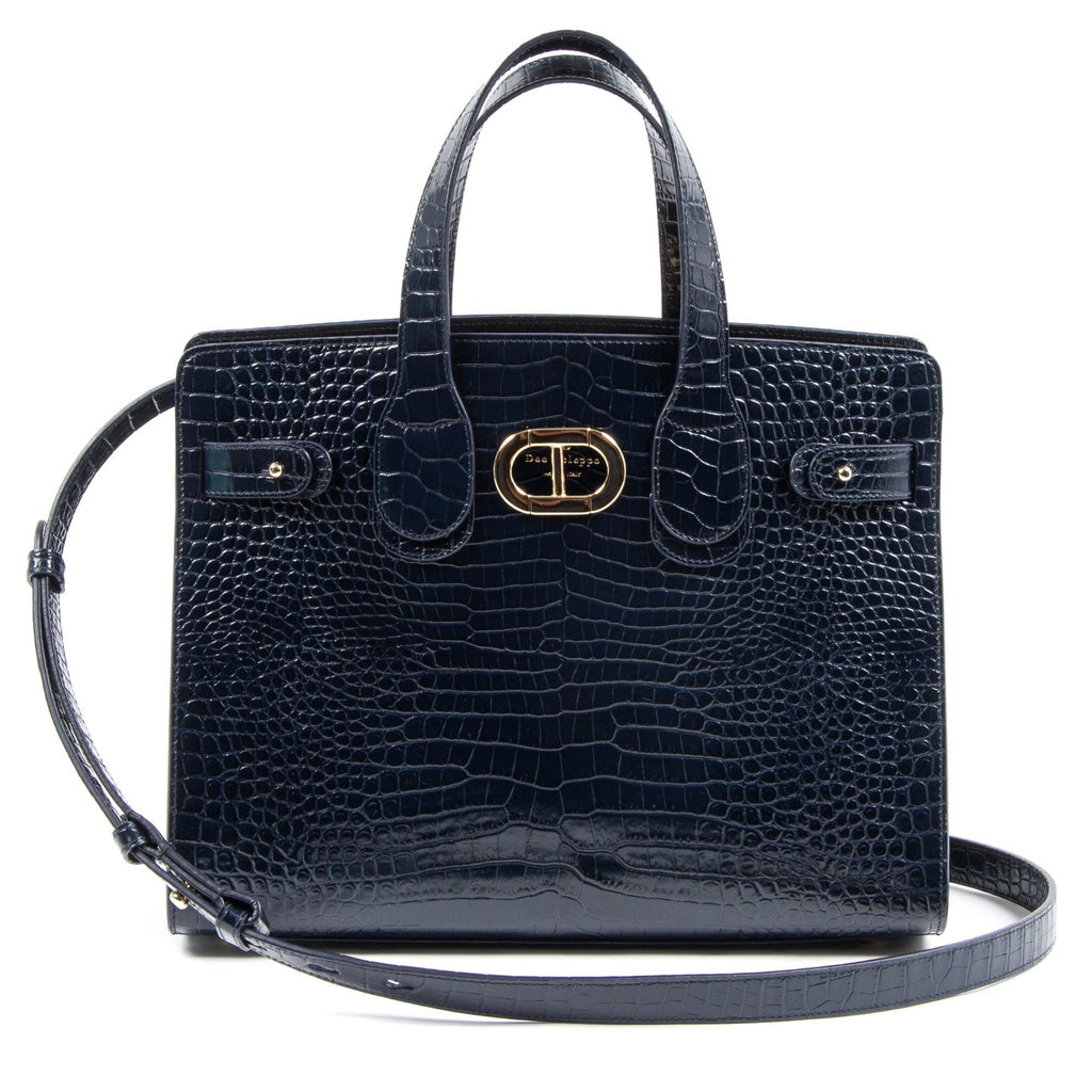 Borsa tote grande blu Verona Cocco
