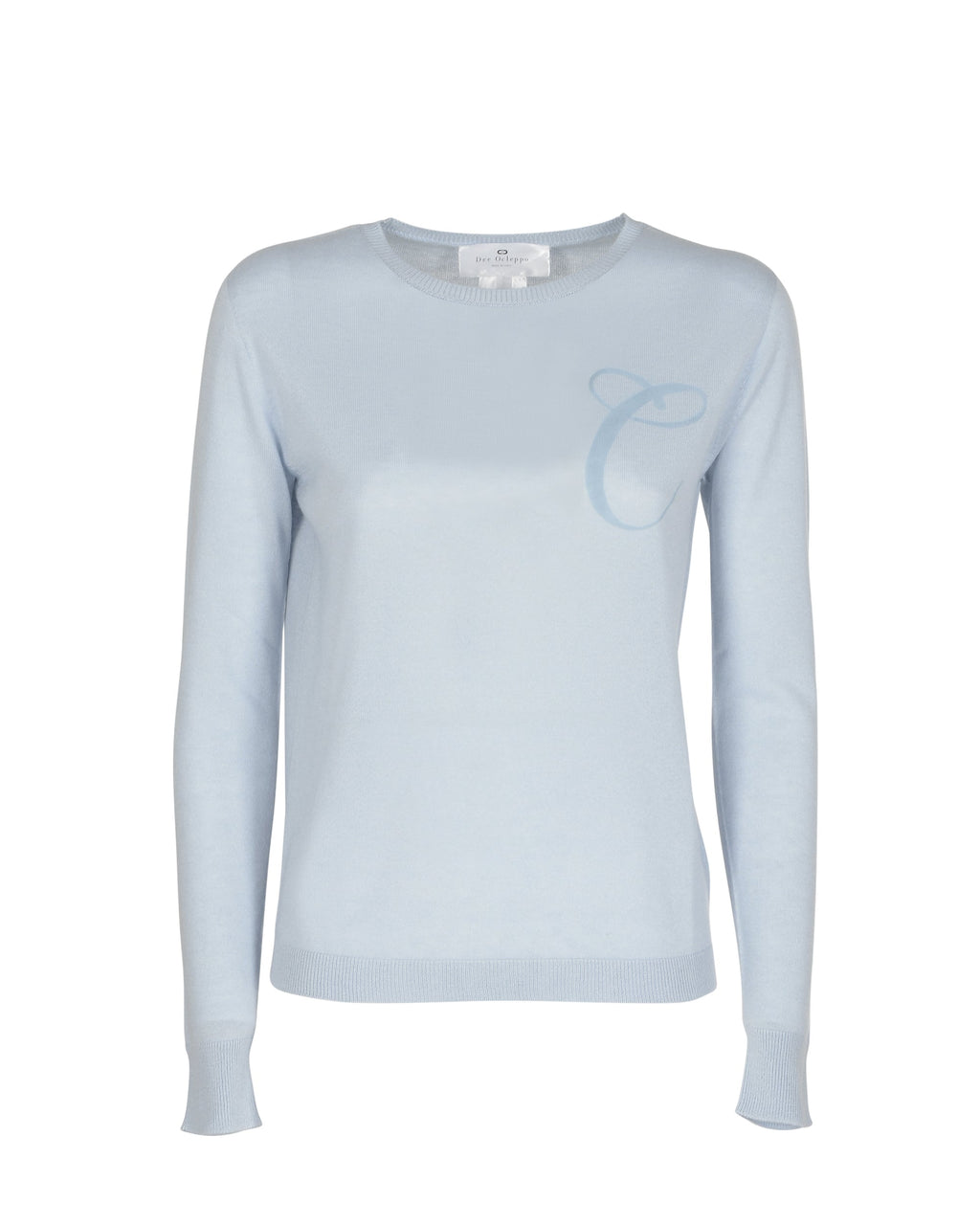 Maglia girocollo in cashmere estivo - Manica lunga - Azzurro